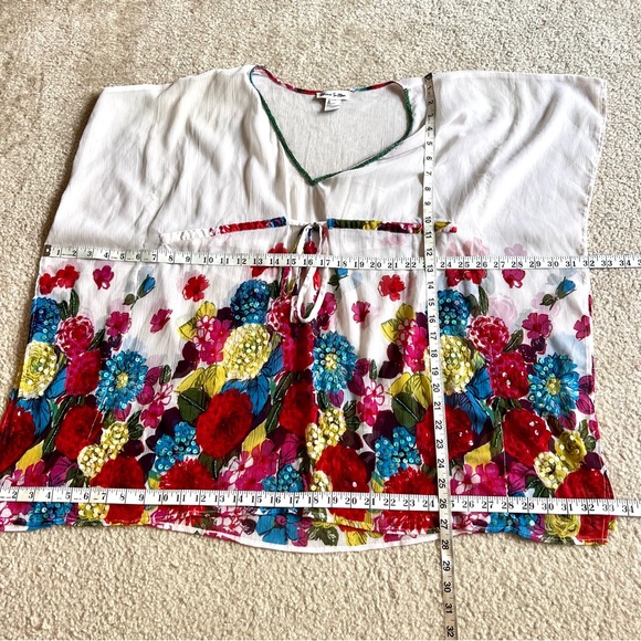 RHONA SUTTON Floral Sequin Embellished Drawstring Swim Cover Up—SZ. S/M - Picture 12 of 15